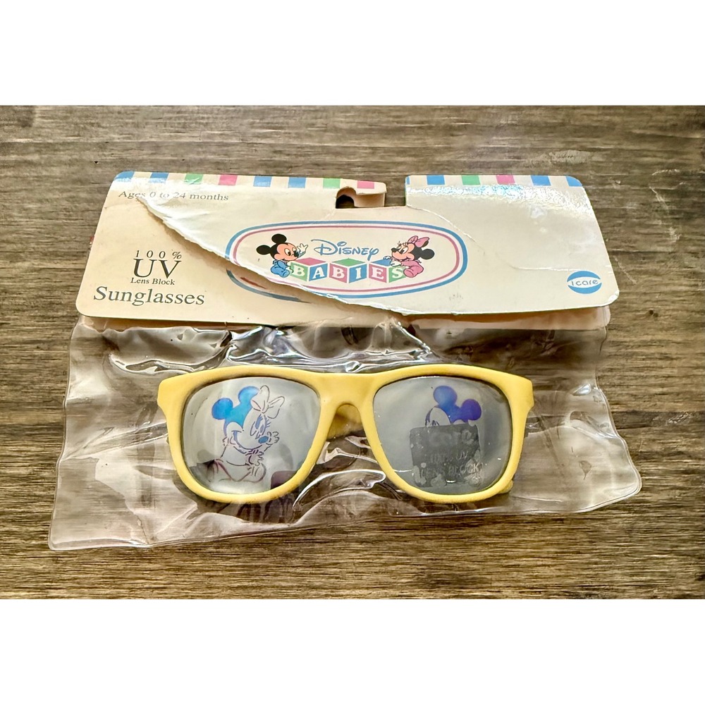 Disney Babies Sunglasses 0-24M NEW Vintage Yellow Mickey Mouse UV Block i care